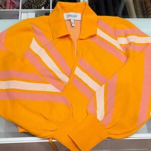 10 Crosby Derek Lam V-Neck Sweater in Orange and Pink